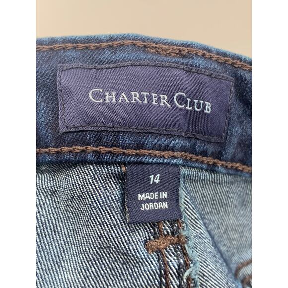 CHARTER CLUB Women's Dark Blue Denim Straight-Leg Lexington Jeans SZ 14 - Picture 9 of 12